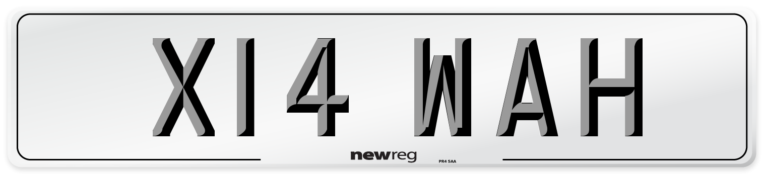 X14 WAH Number Plate from New Reg